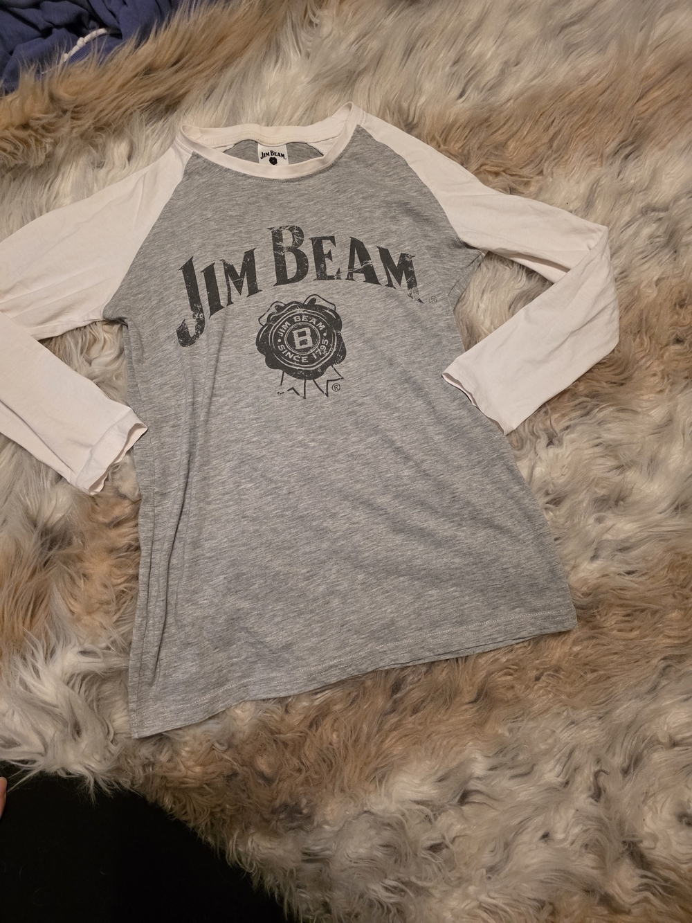 Jim Beam Women's Grey Raglan Long Sleeve Tee